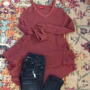 Maroon peplum knit sweater